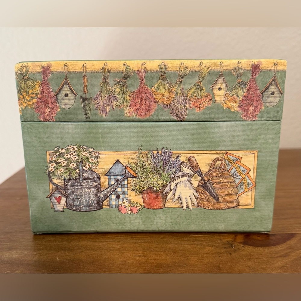 New Main Street Press “Herb Wagon” 4x6 Recipe Card Box Vintage 1998